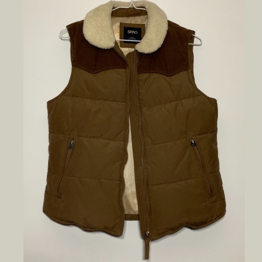 Brown Sherpa Collared Vest